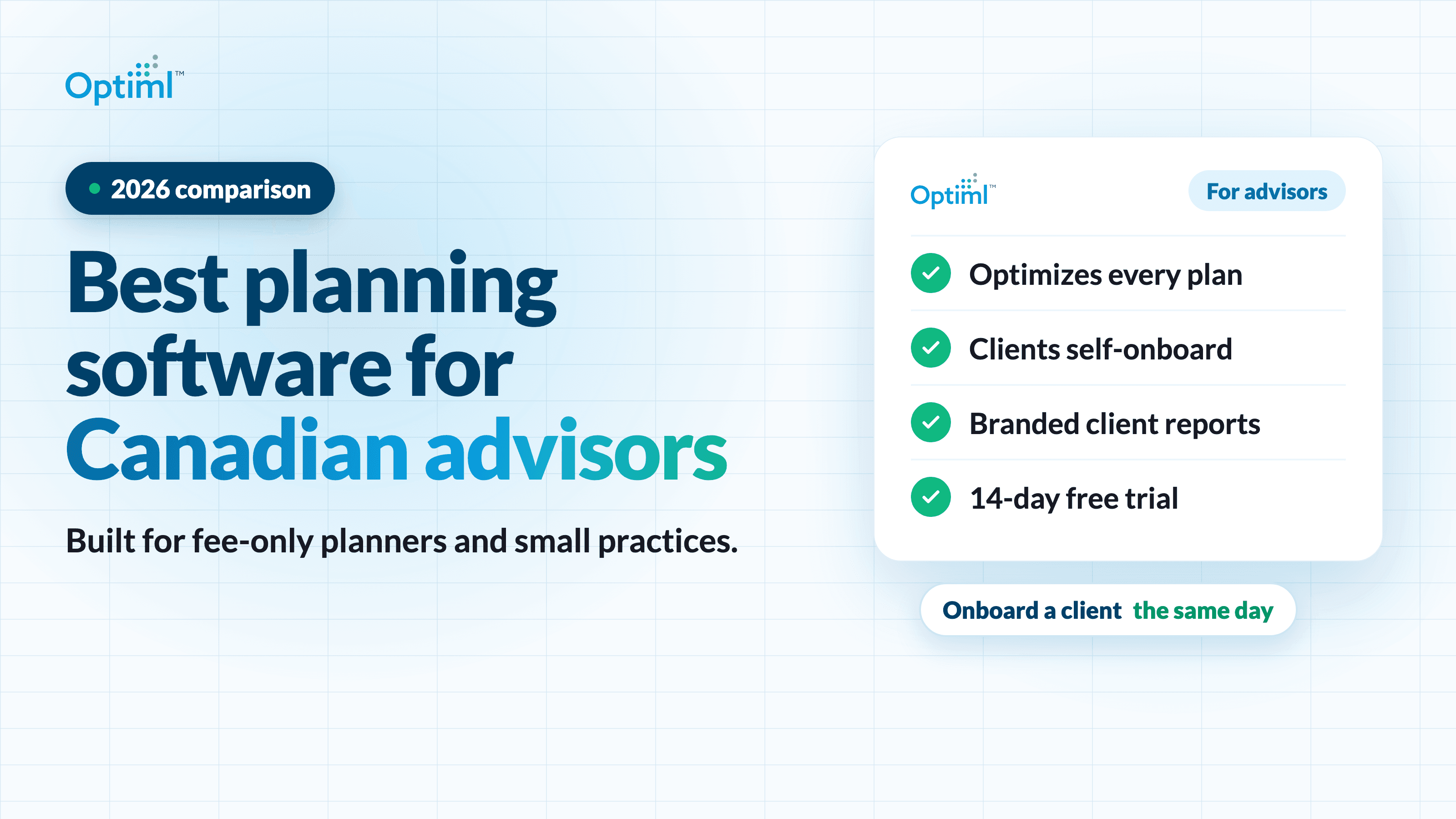 Meilleur logiciel de planification financière pour les conseillers canadiens (2026) : Optiml comparé à Snap Projections, RazorPlan, NaviPlan, Conquest et Adviice
